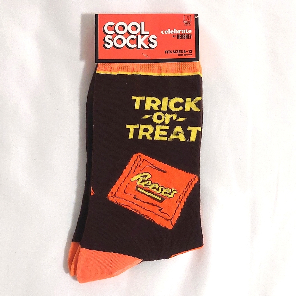Odd Sox "Trick or Treat" Reese's Peanut Butter Cup Crew Socks NWT Sizes 8-12